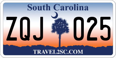 SC license plate ZQJ025