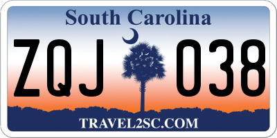 SC license plate ZQJ038