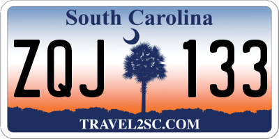 SC license plate ZQJ133