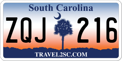 SC license plate ZQJ216