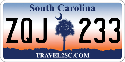 SC license plate ZQJ233