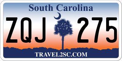 SC license plate ZQJ275