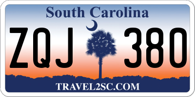 SC license plate ZQJ380
