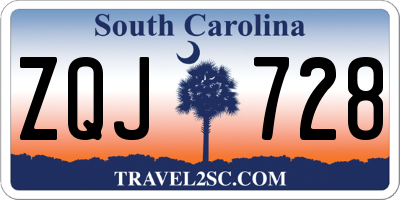 SC license plate ZQJ728
