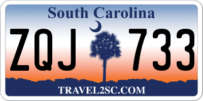 SC license plate ZQJ733