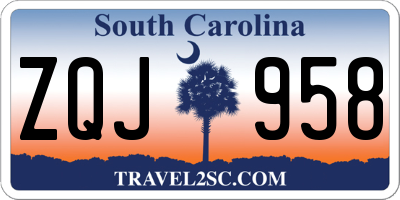 SC license plate ZQJ958