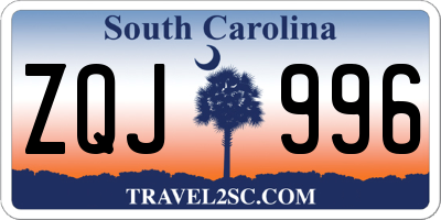 SC license plate ZQJ996