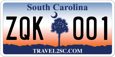 SC license plate ZQK001