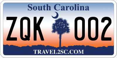 SC license plate ZQK002