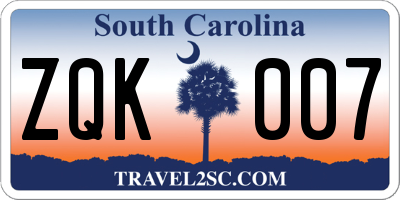 SC license plate ZQK007