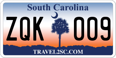 SC license plate ZQK009