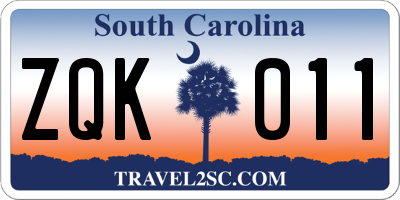 SC license plate ZQK011