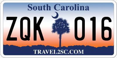 SC license plate ZQK016