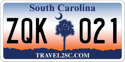 SC license plate ZQK021