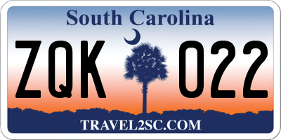 SC license plate ZQK022