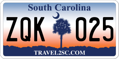 SC license plate ZQK025
