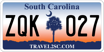 SC license plate ZQK027