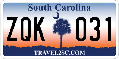 SC license plate ZQK031