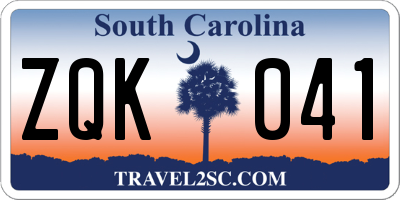 SC license plate ZQK041