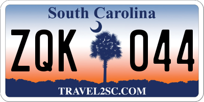 SC license plate ZQK044