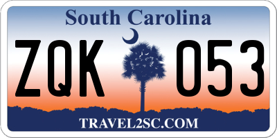 SC license plate ZQK053