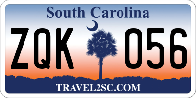 SC license plate ZQK056