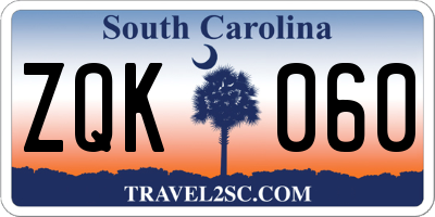 SC license plate ZQK060