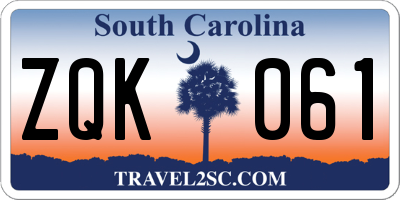 SC license plate ZQK061