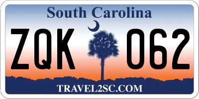 SC license plate ZQK062