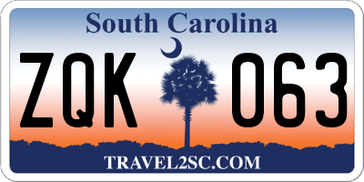 SC license plate ZQK063