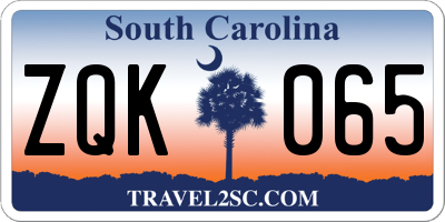 SC license plate ZQK065