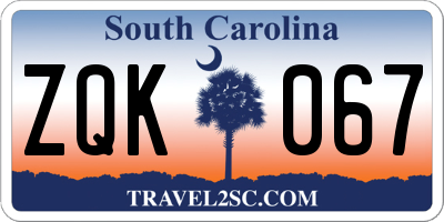 SC license plate ZQK067