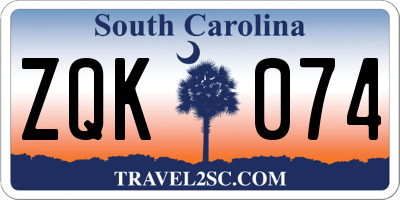 SC license plate ZQK074