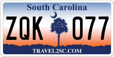 SC license plate ZQK077