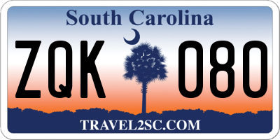 SC license plate ZQK080