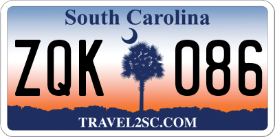 SC license plate ZQK086