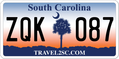 SC license plate ZQK087