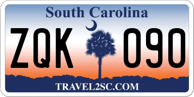 SC license plate ZQK090