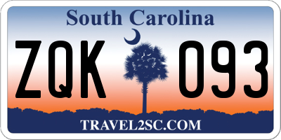 SC license plate ZQK093