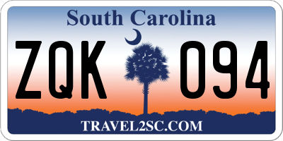 SC license plate ZQK094