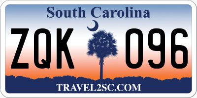 SC license plate ZQK096