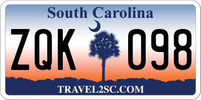 SC license plate ZQK098