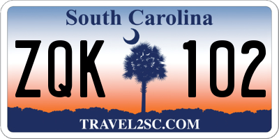 SC license plate ZQK102