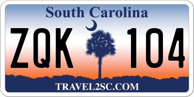 SC license plate ZQK104
