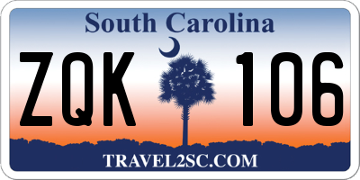 SC license plate ZQK106