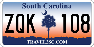 SC license plate ZQK108