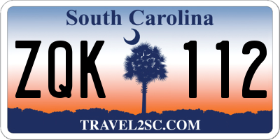 SC license plate ZQK112