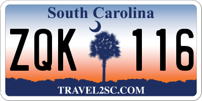 SC license plate ZQK116