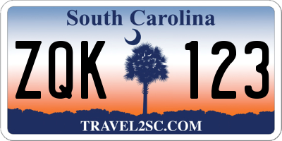 SC license plate ZQK123