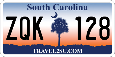 SC license plate ZQK128